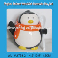 2015 new arrival ceramic double seasoning pots in penguin shape